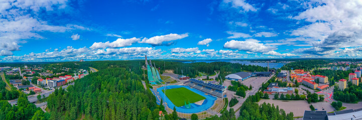 Ski jumping and sport stadium in Finnish town Lahti