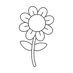 Vector retro groovy outline flower isolated on white background