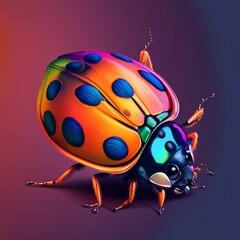 Obraz premium Ladybug colorful illustration closeup. Generative AI