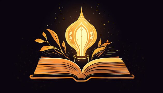 book and lightbulb icon glowing together, symbolizing the enlightening and transformative effects of education. Generative ai