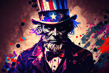 Abstract Uncle Sam Independence Day promotion  - made with generative ai
