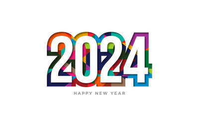 2024 Happy New Year Text Design Vector. 2024 Number Design Template. 2024 Happy New Year Symbol.