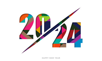 2024 Happy New Year Text Design Vector. 2024 Number Design Template. 2024 Happy New Year Symbol.