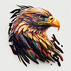 Eagle portrait sticker. Generative AI