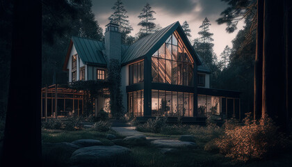 The dream house in the forest by day. Generative AI