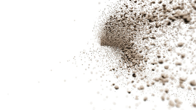 falling debris, dust and rubble isolated on transparent background 