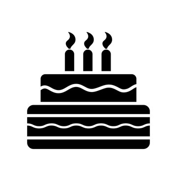 Birthday cake vector icon flat illustration on white background 