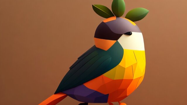 Um p&aacute;ssaro colorido no estilo de Tarsila do Amaral