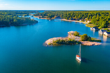 Panorama view of coastline near Eckerö at Aland islands, Finland