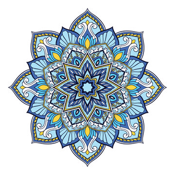 Vector blue mandala. Oriental design element for any surface. 
