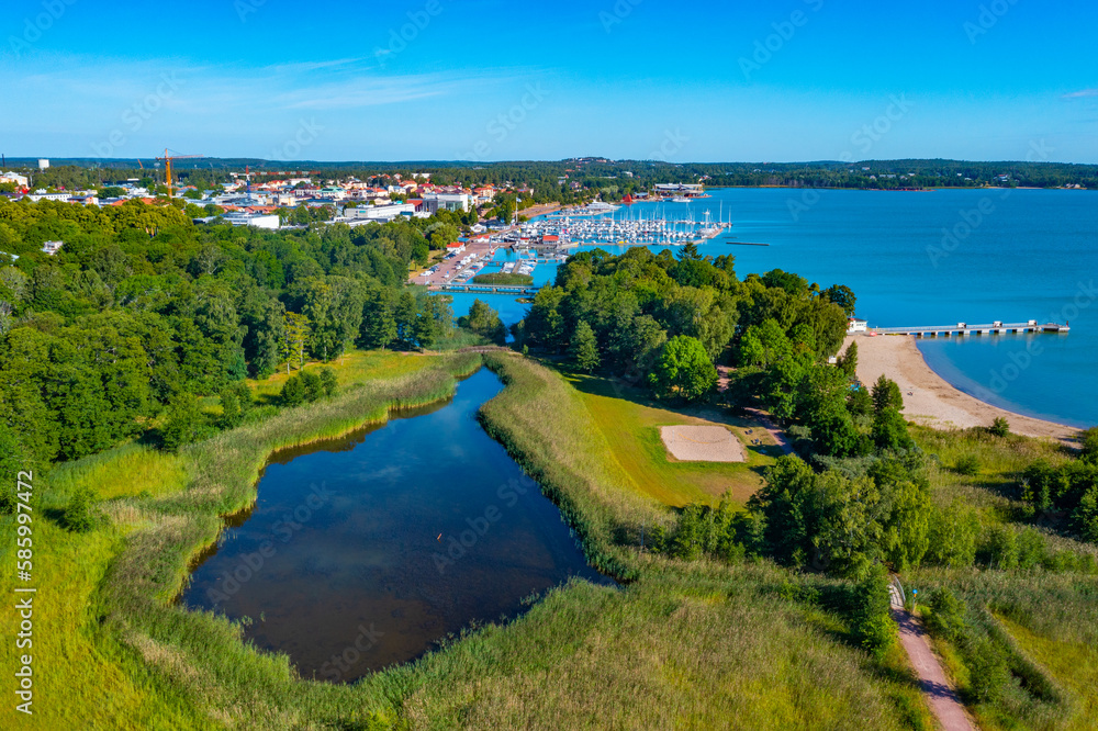 Wall mural Aerial view of Finnish town Mariehamn