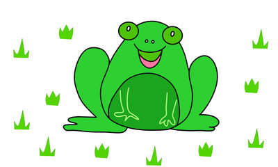 Naklejka premium Vector illustration, green frog isolated on white background. flat design.