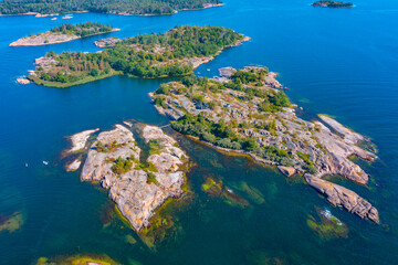 Rocky islets forming Aland archipelago in Finland