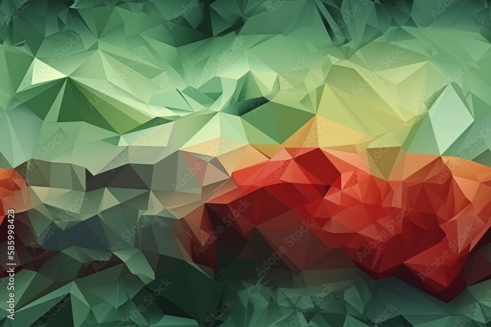Aufkleber minimalist red apple on a vibrant green backdrop created with generative ai technology