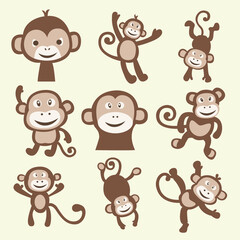 Fototapeta premium set of monkey cartoon animals