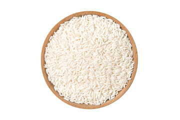 Organic glutinous rice or sticky rice isolated on white background.