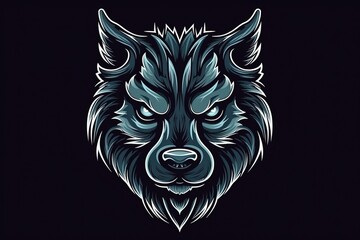 wolfs head on a black background created with Generative AI technology