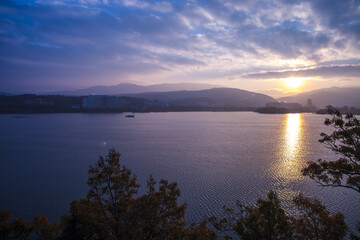 Fototapeta premium Landscape of the sunset of the spring day