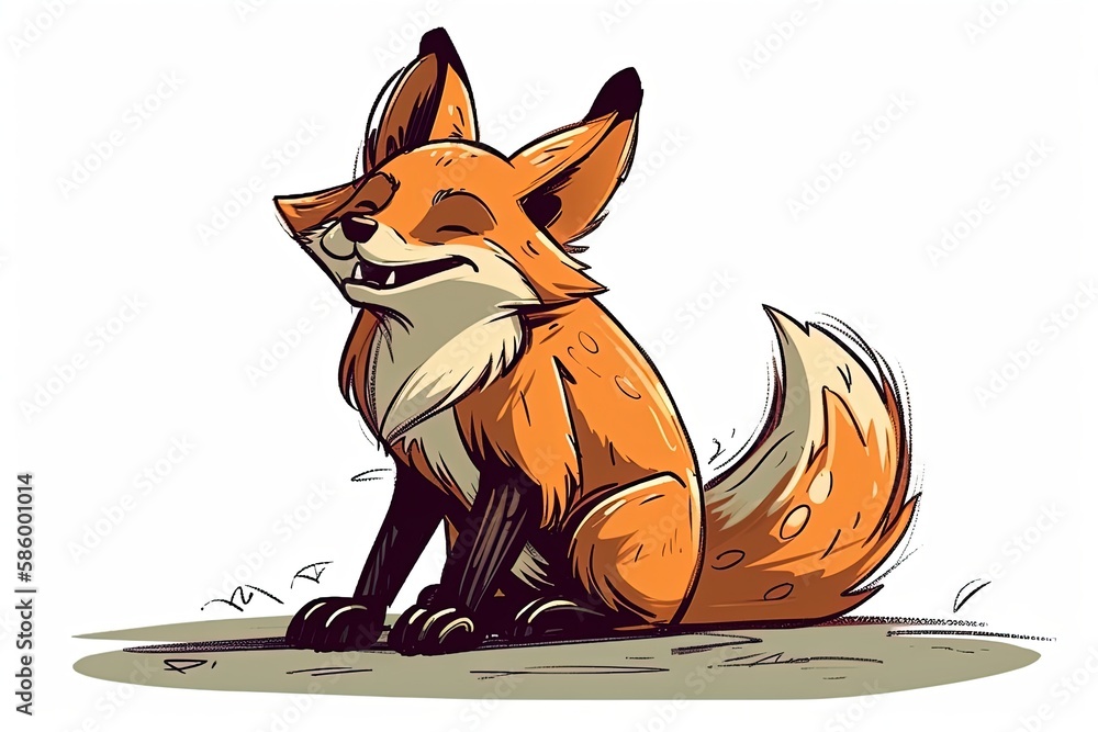 Aufkleber seated fox in a natural setting created with generative ai technology