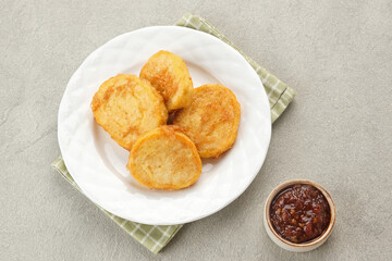 Rolade Tahu, made from tofu, flour and eggs which are rolled and steamed and then fried. Indonesian food
