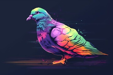 vibrant bird perched on a dark background created with Generative AI technology