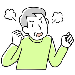 怒っているシニア男性の上半身