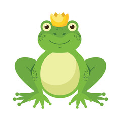 Smiling toad mascot sitting on green grass.