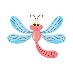 Flying dragon fly cute cartoon