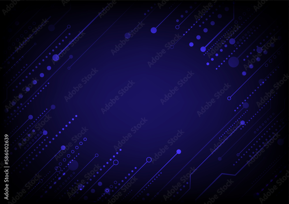 Poster blue background technology with circuit lines. speed data movement. modern design vector. ai. hitech