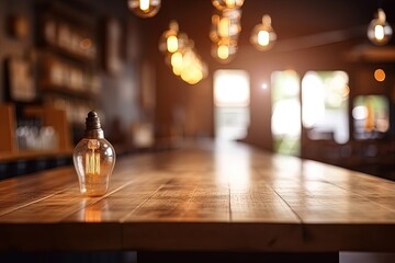 light bulb on a wooden table, symbolizing creativity and innovation created with Generative AI technology
