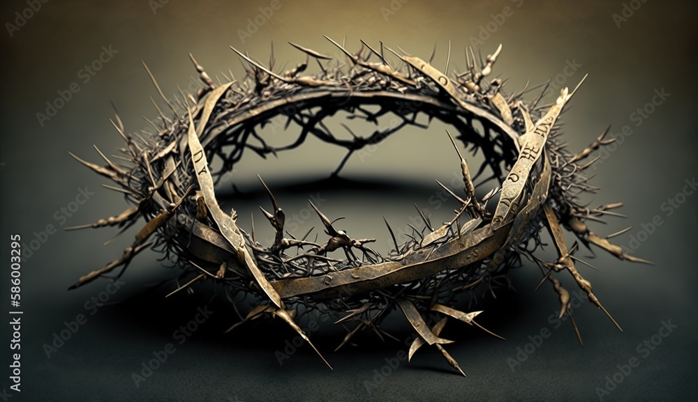 Poster pleading to heaven in sightless tears - an insightful image of the crown of thorns generative ai