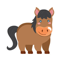 Cheerful horse cartoon farm animal