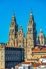 Panorama view of the Cathedral of Santiago de Compostela in Spain