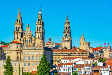 Panorama view of the Cathedral of Santiago de Compostela in Spain