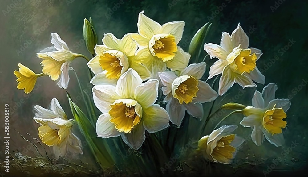 Poster refreshing radiance of easter daffodils in harmony generative ai