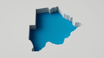 Fototapeta premium 3D digital render of the blue Botswana map outline carved on a white surface