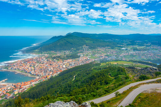 Aerial view of Spanish town A Guarda