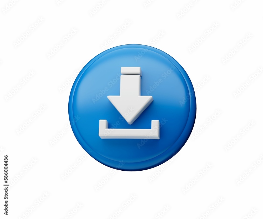 Poster 3d render illustration download button icon for web and app