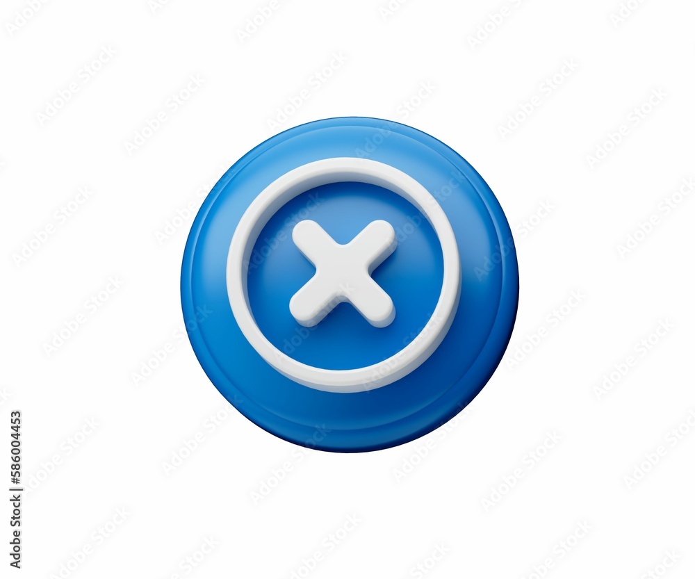 Poster 3d render of cancel or close icon button isolated on white background