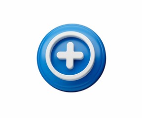 Glossy 3D illustration of an addition or plus sign or icon isolated on a white background