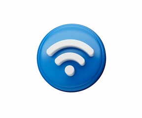 3d render of blue WiFi icon or logo isolated on white background