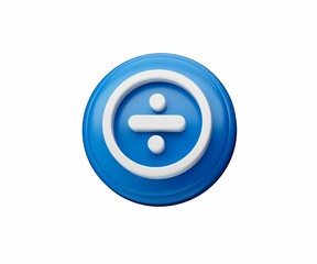 3d render of blue Division icon button isolated on white background
