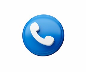 3d render of blue call support center icon isolated on white background