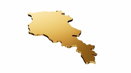 Fototapeta na wymiar 3D rendering of a luxurious golden Armenia map isolated on a white background