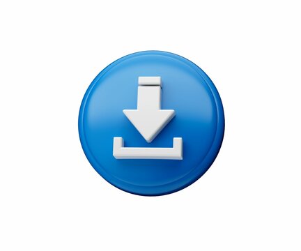 3d render illustration download button icon for web and app