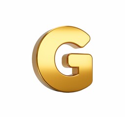 3D rendering of gold alphabet capital letter G isolated on white background