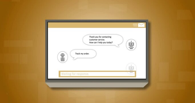 Animation of digital screen with ai chat on brown background