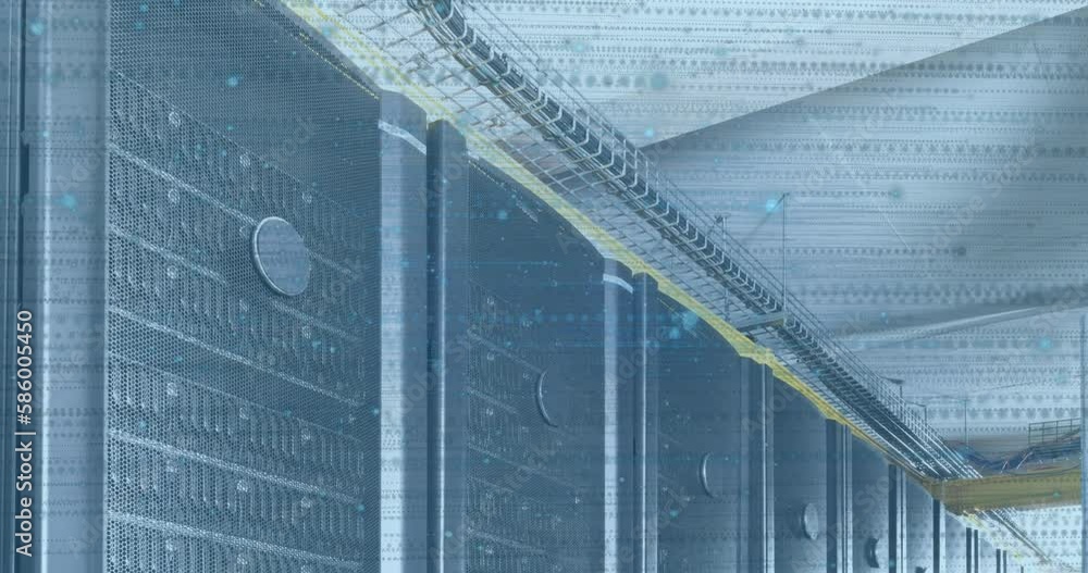 Poster animation of financial data processing over computer servers