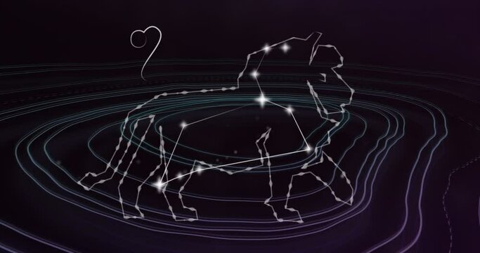 Animation of leo star sign with glowing stars over lines