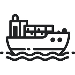 Cargo ship, shipment outline icons. Vector illustration. Isolated icon suitable for web, infographics, interface and apps.